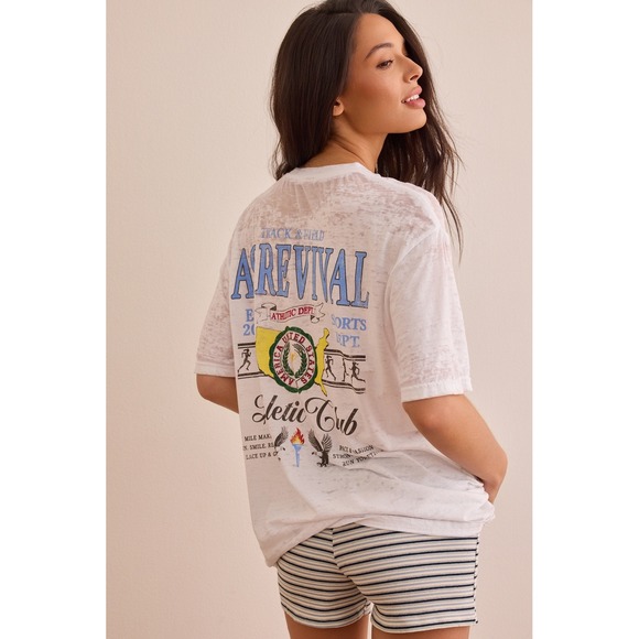 As Revival Tops - AS Revival Track & Field Athletic Dept Graphic Tee Ivory Size XXS/XS